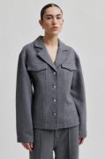 Second Female Vall Wool Shirt Kvinde Grey Melange Skjorter Str XS - ho...