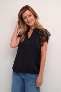 Cream Crnola Lace Blouse Kvinde Pitch Black Kortærmede Bluser Str 40 -...