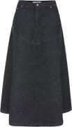 Soft Rebels Srjennie Denim Midi Skirt Kvinde Black Midi Nederdele Str ...