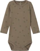 Name It Nbmnoellus LS Slim Body Str 68 - Walnut Langærmede Bodies Bomu...