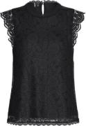 Pieces Pcolline SL Lace TOP Noos Kvinde Sort Toppe Regular Fit Str M -...