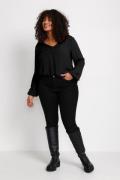 Kaffe Curve Kcami LS Blouse Kvinde Sort Langærmede Bluser Str 48 - hos...