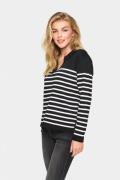 Saint Tropez Milasz Striped Polo Pullover Kvinde Black Mila Stripe Swe...