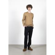 Clean Cut Copenhagen Merino Wool Crew Mand Camel Melange Sweaters Str ...