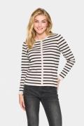 Saint Tropez Milasz Striped Cardigan Kvinde Gray Morn Mila Stripe Card...