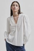 Second Female Calico Blouse Kvinde White Langærmede Bluser Str L - Bom...