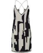 Lala Berlin Dress Kaleen Kvinde Black White Crochet Korte Kjoler Str L...