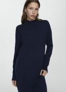 MANGO Roundneck Knitted Dress Kvinde Navy Maxi Kjoler Str L - hos Maga...