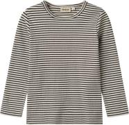 Wheat Langærmet Basis Tshirt Britt Str 3 år / 98 cm - Black Stripe Lan...