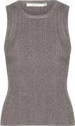 Gestuz Silvigz rib sl top Kvinde Warm Grey Metallic Toppe Str L - hos ...