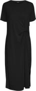 Pieces Pcanora SS Oneck Midi Knot Dress B Kvinde Sort Midi Kjoler Loos...