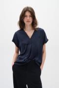 InWear Rindaiw Top Kvinde Blå Kortærmede Bluser Loose Fit Str 40 - hos...