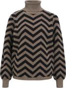 Object Objray L/S Knit Rollneck Pullover N Kvinde Morel/black Zig Zag ...