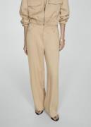 MANGO Flowy Straightfit Trousers Kvinde Light Beige Bukser Med Lige Be...