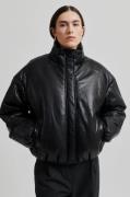 Second Female Harlow Leather Bomber Jacket Kvinde Black Overgangsjakke...