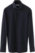 ETON Slim Fit Navy Blue Solid Fourflex Stretch Shirt Mand Blå Langærme...