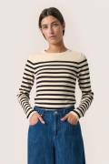 Soaked in Luxury Slpina Striped Pullover LS Kvinde White With Black St...