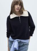 MANGO Sweater With Contrasting Collar Kvinde Navy Sweaters Plus Size S...