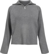 Object Objelly RE L/S ZIP Knit Pullover DI Kvinde Medium Grey Melange ...