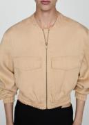 MANGO Bomber Jacket Kvinde Light Beige Overgangsjakker Str XS - hos Ma...