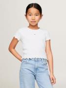 Tommy Hilfiger Essential RIB TOP S/S Str 8 - White Kortærmede T-shirts...