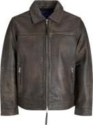 Jack & Jones Jorclean Leather JKT Goat Styd Aw24 Mand Chocolate Brown ...