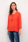 Cream Crbea 3/4 Sleeve Blouse Kvinde Poppy Red Langærmede Bluser Str 4...