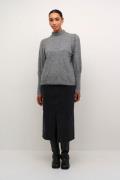 Kaffe Kaamelia Knit Pullover Kvinde Grey Melange Langærmede Bluser Str...