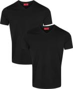 HUGO Hugov 10194355 Mand Sort Kortærmede T-shirts Slim Fit Str L - hos...