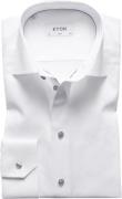 ETON White Twill Shirt Grey Details Slim Fit Mand Hvid Langærmede Skjo...