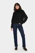 Saint Tropez Garbiesz Rollneck Pullover Kvinde Black Sweaters Loose Fi...