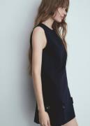 MANGO Short Dress With Decorative Buttons Kvinde Navy Korte Kjoler Str...