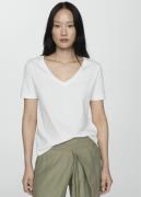 MANGO Shortsleeved Cotton T-shirt Kvinde White Kortærmede T-shirts Plu...