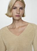 MANGO Vneck Lurex Sweater Kvinde Gold Sweaters Str XL - hos Magasin