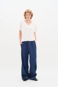 InWear Rubinaiw Pullon Pant Kvinde Blue Denim Bukser Med Brede Ben Rel...