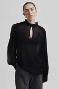 Second Female Vitta Blouse Kvinde Black Langærmede Bluser Str L - Visk...