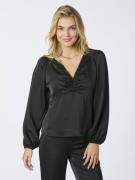 Neo Noir Istana Heavy Sateen Blouse Kvinde Black Langærmede Bluser Str...