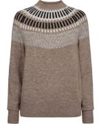 Montego Khairy Intarsia Kvinde Taupe Mel. Sweaters Str 40 - hos Magasi...