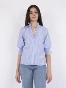 Neo Noir Briony Wide Stripe Blouse Kvinde Light Blue Kortærmede Bluser...