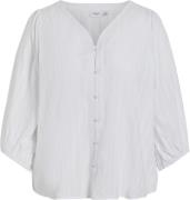 Vila Vimillan Vneck 3/4 Shirt/cur Kvinde Bright White Langærmede Skjor...