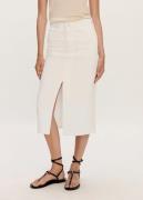 MANGO Slit Denim Skirt Kvinde White Midi Nederdele Str L Denim - hos M...