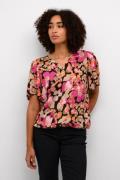 Kaffe Kalaila Blouse Kvinde Pink Melon Blurry Flower Kortærmede Bluser...