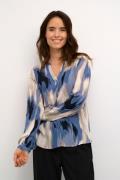 Kaffe Kabeathe Blouse Kvinde Blue Abstract Print Langærmede Bluser Str...