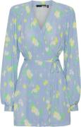 ROTATE Birger Christensen Jacquard Wrap Dress Kvinde Placid Blue Comb....