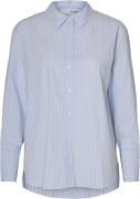 Selected Femme Slfelisa LS Shirt Kvinde Cashmere Blue/bright White Lan...