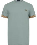 Fred Perry M7707 Mand Silver Blue Kortærmede T-shirts Str L - Bomuld h...