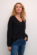 Cream Crwilow Knit Pullover Kvinde Pitch Black Sweaters Str L - hos Ma...