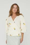 A-VIEW Rebekka Fruit Blouse Kvinde Sand/yellow Kortærmede Bluser Str 4...