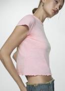 MANGO Shortsleeved Cotton T-shirt Kvinde Lt-pastel Pink Kortærmede T-s...