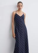 MANGO Striped Lyocell Dress Kvinde Navy Maxi Kjoler Str L - hos Magasi...